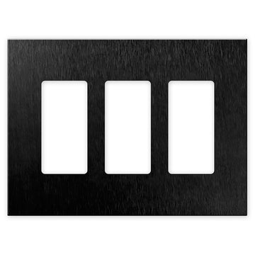 Screwless Oversized Brushed Black - 3 Rocker Wallplate