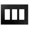 Screwless Oversized Brushed Black - 3 Rocker Wallplate