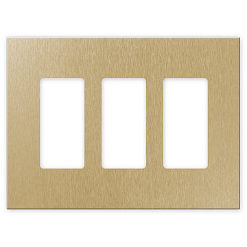Screwless Oversized Brushed Gold - 3 Rocker Wallplate