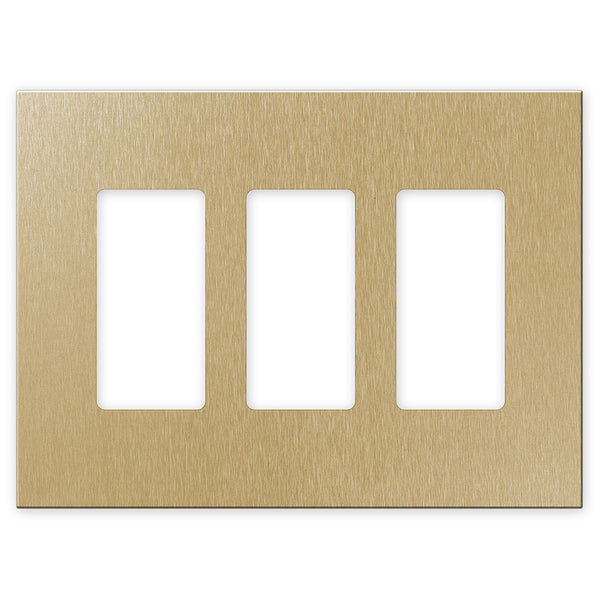 Screwless Oversized Brushed Gold - 3 Rocker Wallplate