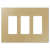 Screwless Oversized Brushed Gold - 3 Rocker Wallplate