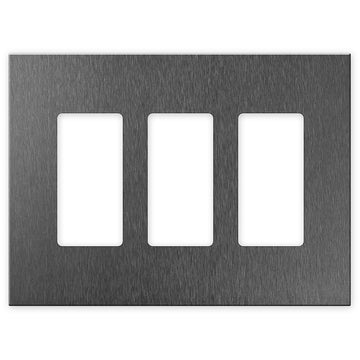 Screwless Oversized Brushed Gray - 3 Rocker Wallplate