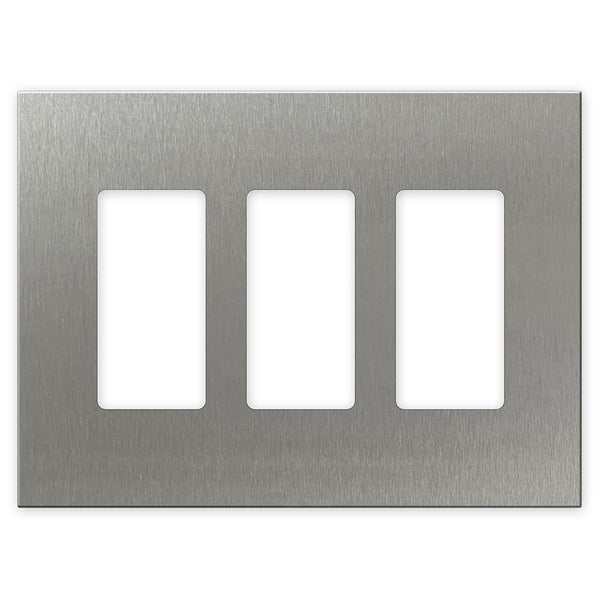Screwless Oversized Stainless Steel - 3 Rocker Wallplate