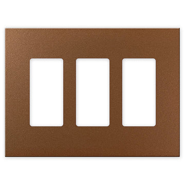 Screwless Oversized Brushed Copper - 3 Rocker Wallplate