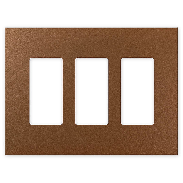 Screwless Oversized Brushed Copper - 3 Rocker Wallplate