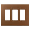 Screwless Oversized Brushed Copper - 3 Rocker Wallplate
