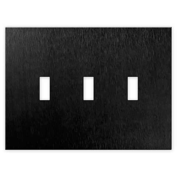 Screwless Oversized Brushed Black - 3 Toggle Wallplate