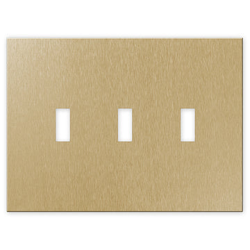 Screwless Oversized Brushed Gold - 3 Toggle Wallplate
