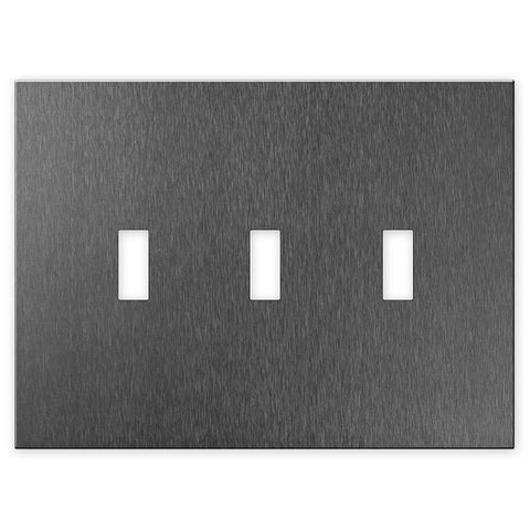 Screwless Oversized Brushed Gray - 3 Toggle Wallplate