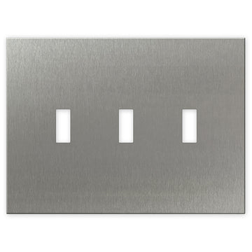 Screwless Oversized Stainless Steel - 3 Toggle Wallplate