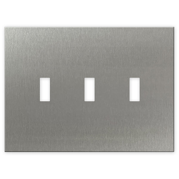 Screwless Oversized Stainless Steel - 3 Toggle Wallplate