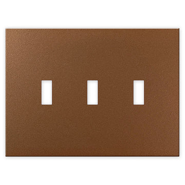 Screwless Oversized Brushed Copper - 3 Toggle Wallplate