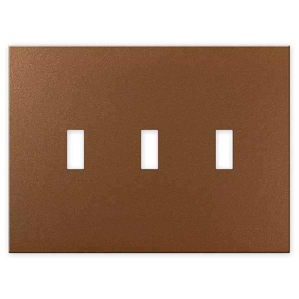 Screwless Oversized Brushed Copper - 3 Toggle Wallplate