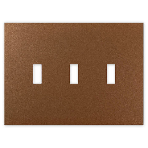 Screwless Oversized Brushed Copper - 3 Toggle Wallplate