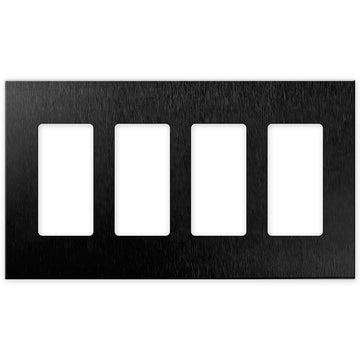 Screwless Brushed Black - 4 Rocker Wallplate