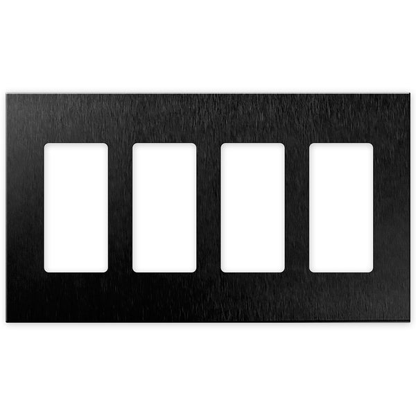 Screwless Brushed Black - 4 Rocker Wallplate