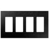 Screwless Brushed Black - 4 Rocker Wallplate