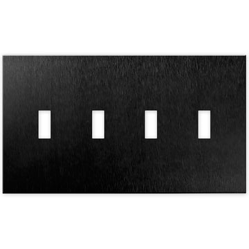 Screwless Brushed Black - 4 Toggle Wallplate