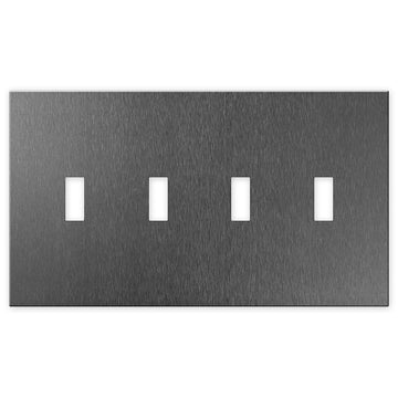 Screwless Brushed Gray - 4 Toggle Wallplate