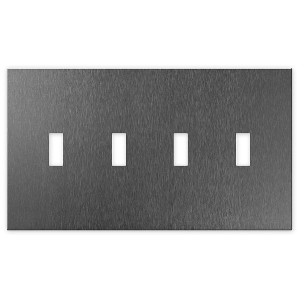 Screwless Brushed Gray - 4 Toggle Wallplate