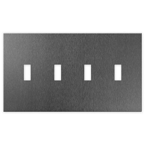 Screwless Brushed Gray - 4 Toggle Wallplate