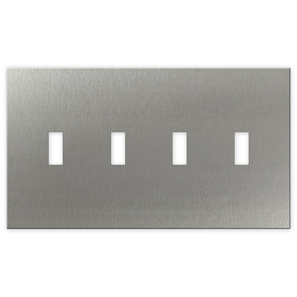 Screwless Stainless Steel - 4 Toggle Wallplate