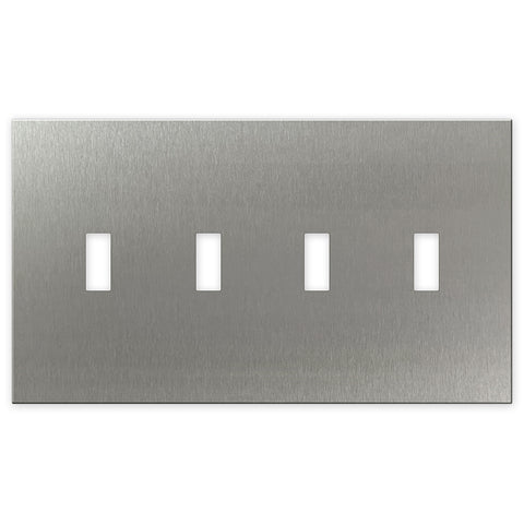 Screwless Stainless Steel - 4 Toggle Wallplate