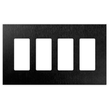 Screwless Oversized Brushed Black - 4 Rocker Wallplate