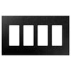 Screwless Oversized Brushed Black - 4 Rocker Wallplate
