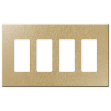 Screwless Oversized Brushed Gold - 4 Rocker Wallplate