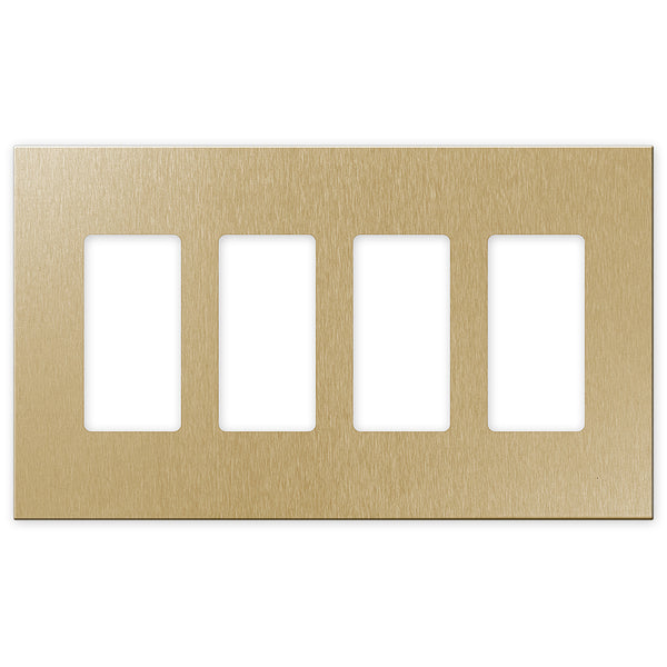 Screwless Oversized Brushed Gold - 4 Rocker Wallplate