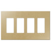 Screwless Oversized Brushed Gold - 4 Rocker Wallplate