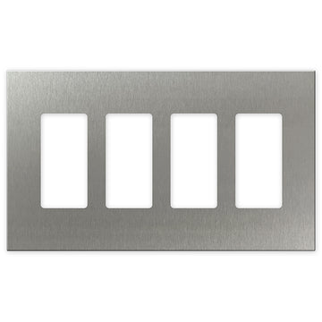 Screwless Oversized Stainless Steel - 4 Rocker Wallplate