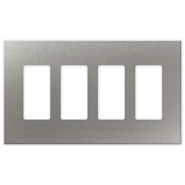 Screwless Oversized Stainless Steel - 4 Rocker Wallplate