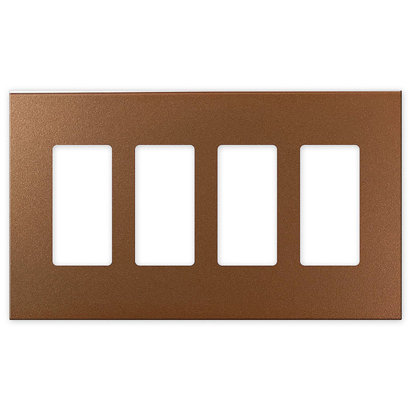 Screwless Oversized Brushed Copper - 4 Rocker Wallplate