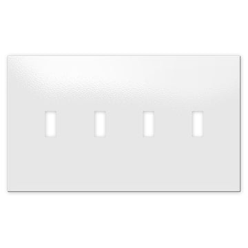 Screwless Oversized White - 4 Toggle Wallplate