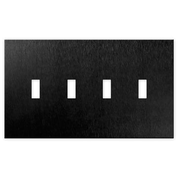 Screwless Oversized Brushed Black - 4 Toggle Wallplate