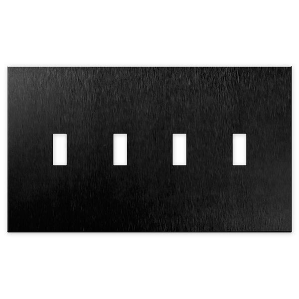 Screwless Oversized Brushed Black - 4 Toggle Wallplate