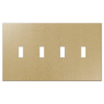Screwless Oversized Brushed Gold - 4 Toggle Wallplate