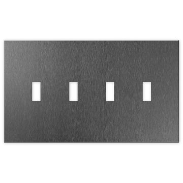 Screwless Oversized Brushed Gray - 4 Toggle Wallplate