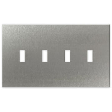 Screwless Oversized Stainless Steel - 4 Toggle Wallplate