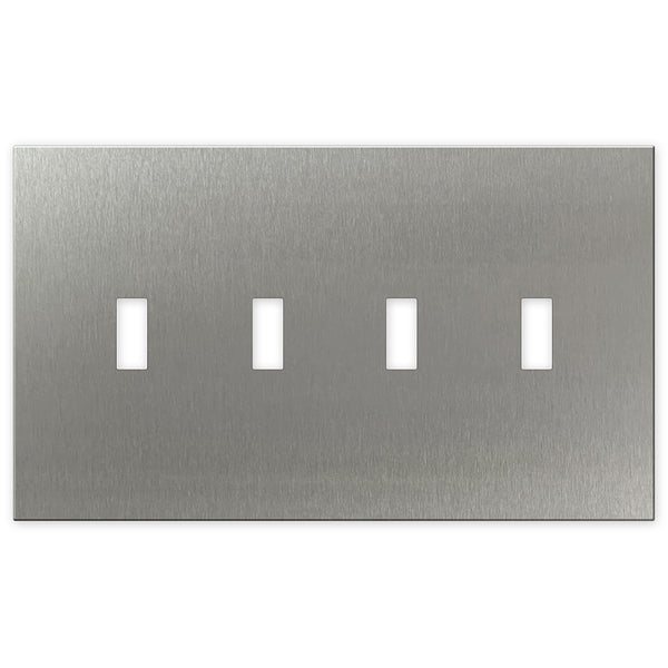 Screwless Oversized Stainless Steel - 4 Toggle Wallplate