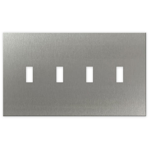 Screwless Oversized Stainless Steel - 4 Toggle Wallplate