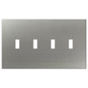Screwless Oversized Stainless Steel - 4 Toggle Wallplate