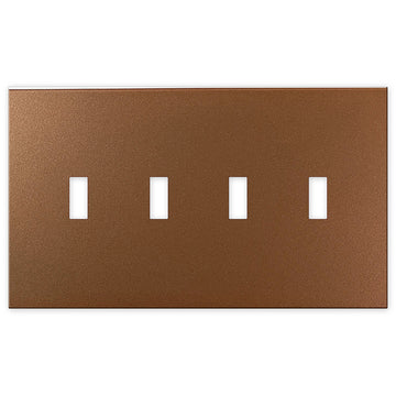 Screwless Oversized Brushed Copper - 4 Toggle Wallplate