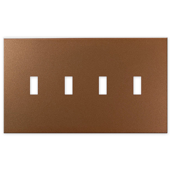 Screwless Oversized Brushed Copper - 4 Toggle Wallplate