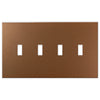 Screwless Oversized Brushed Copper - 4 Toggle Wallplate