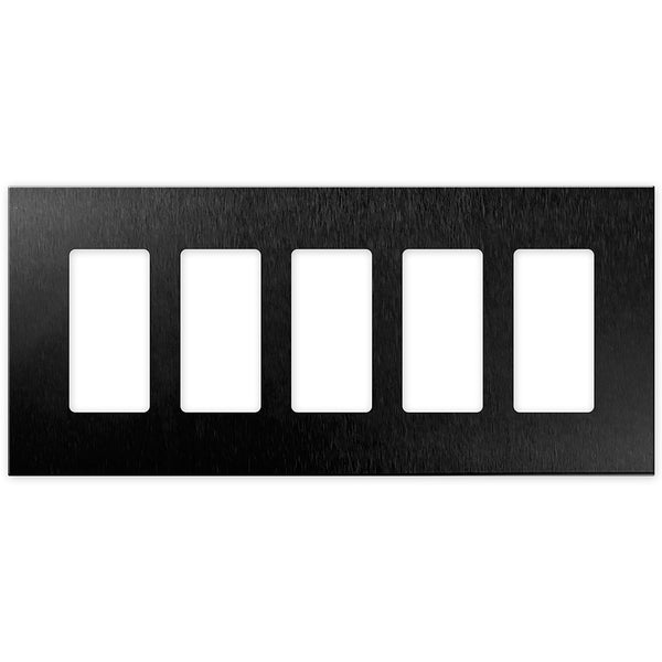 Screwless Brushed Black - 5 Rocker Wallplate