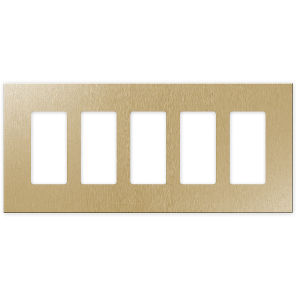 Screwless Brushed Gold - 5 Rocker Wallplate