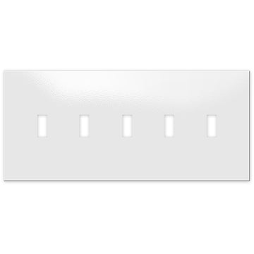 Screwless White - 5 Toggle Wallplate